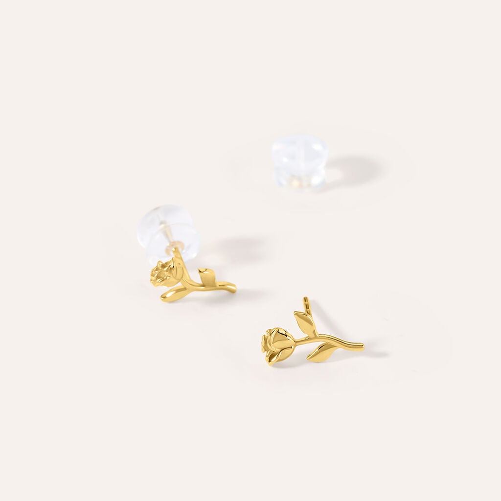 Orecchini Lobo Stroili Bon Ton Oro Giallo 9 Kt Con Rose