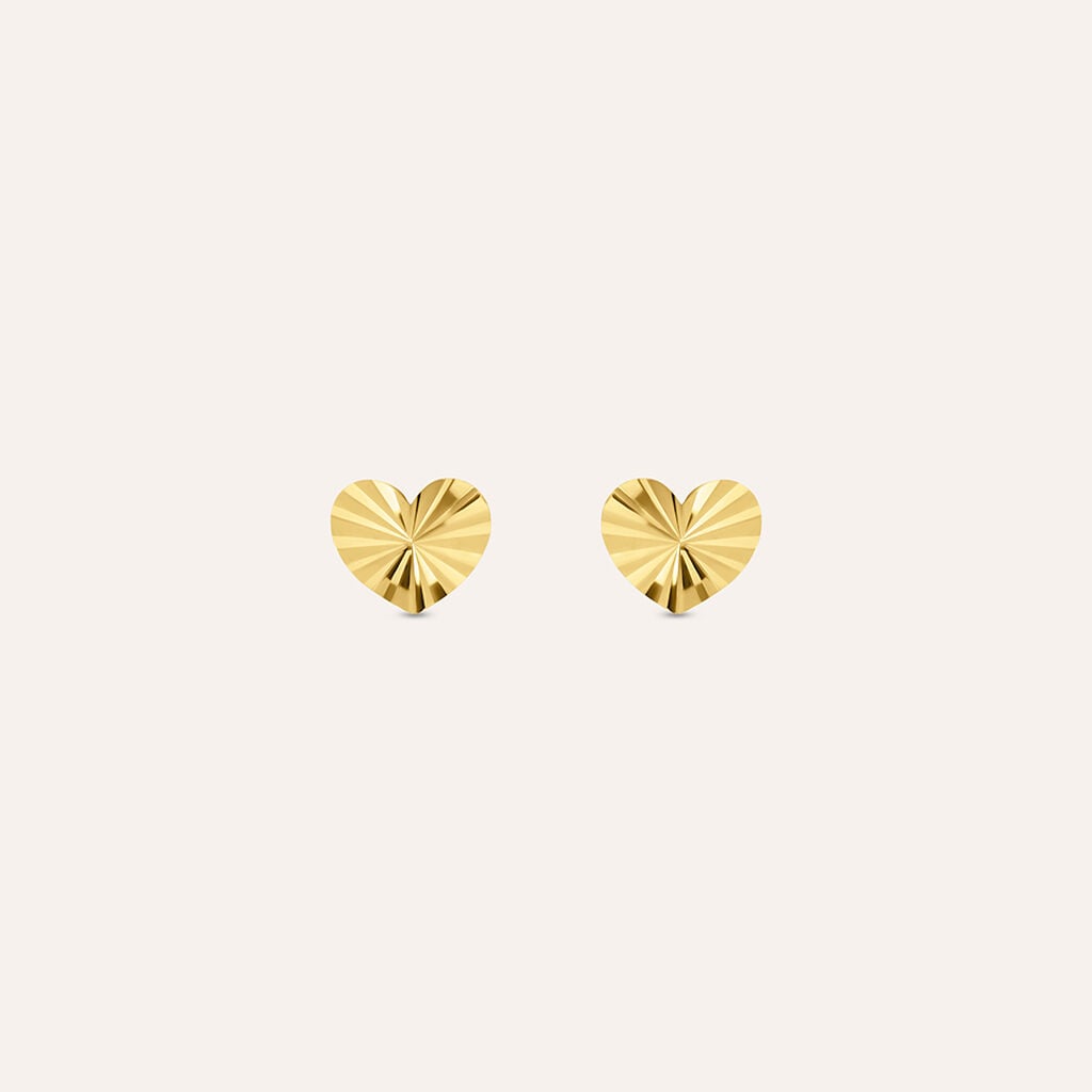 Orecchini Lobo Stroili Bon Ton Oro Giallo 9 Kt Con Cuori Sfaccettati