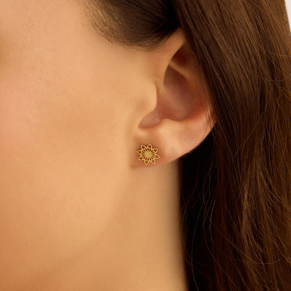 Orecchini Lobo Stroili Bon Ton Oro Giallo 9 K Con Stelle Traforate