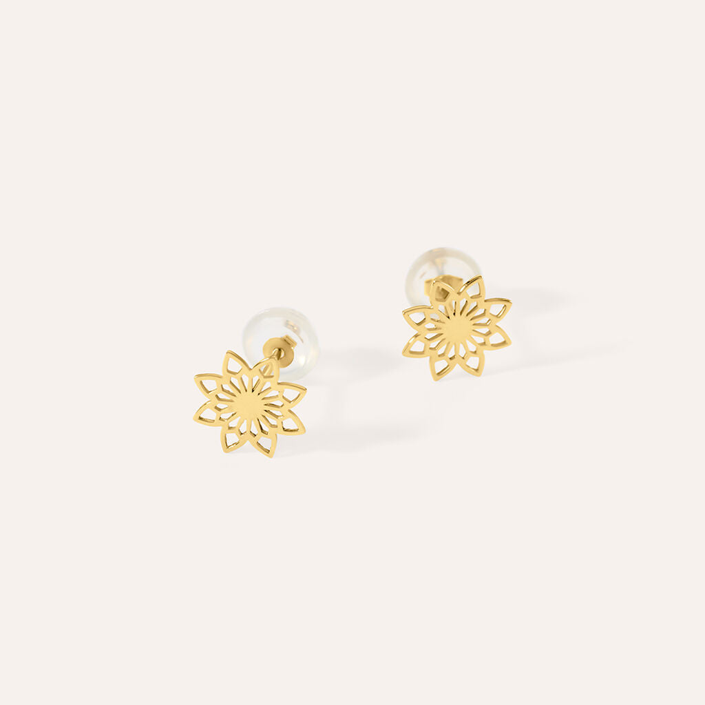 Orecchini Lobo Stroili Bon Ton Oro Giallo 9 K Con Stelle Traforate