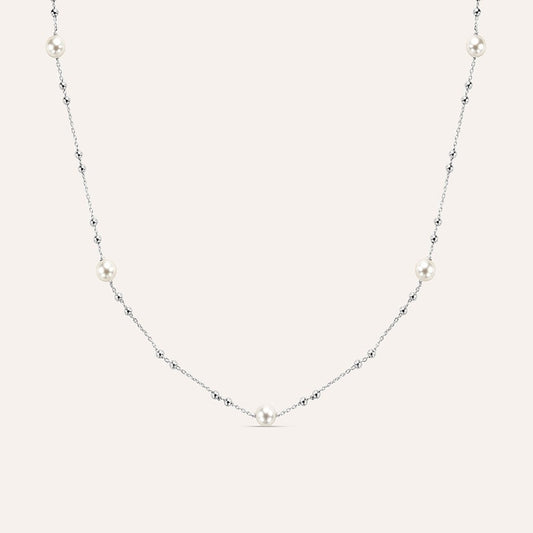 Collana Girocollo Stroili Silver Pearls Argento Sferette e Perline Alternate