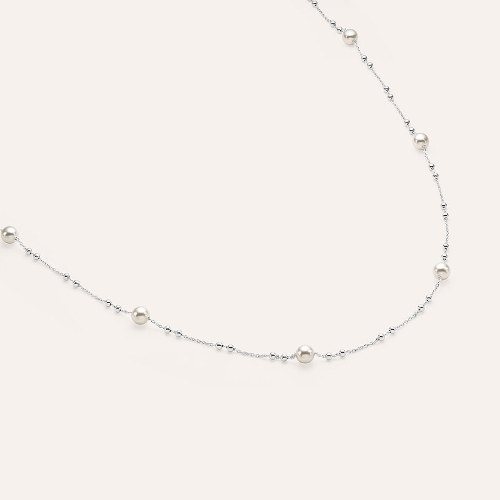 Collana Girocollo Stroili Silver Pearls Argento Sferette e Perline Alternate