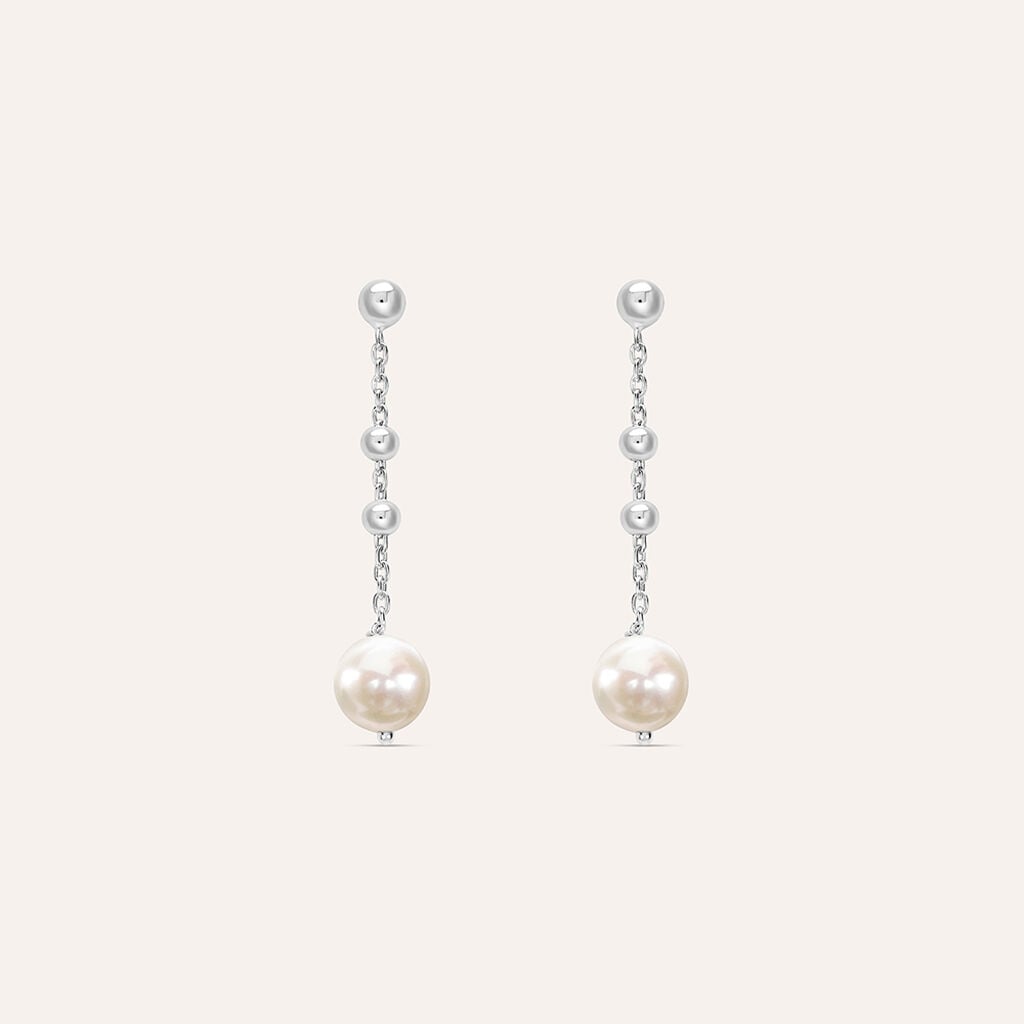 Orecchini Pendenti Stroili Silver Pearls Argento Sferette e Perle