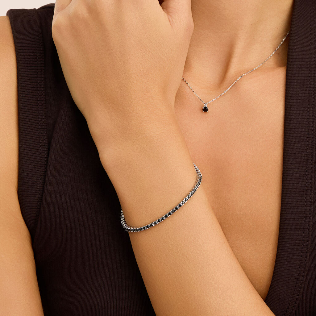Bracciale Tennis Stroili Silver Elegance Argento Cubic Zirconia Neri
