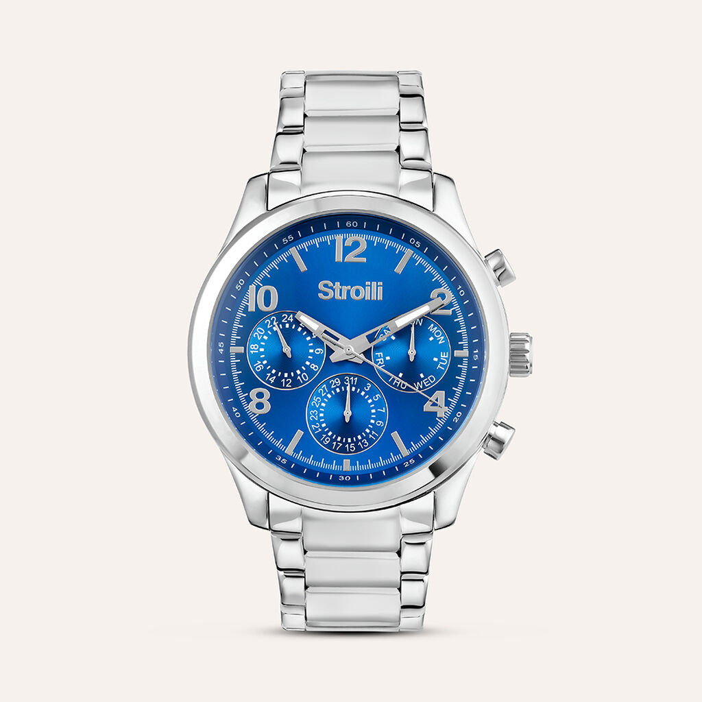 Orologio Stroili Montecarlo Multifunzione 43 Mm Acciaio Braccialato Quadrante Blu