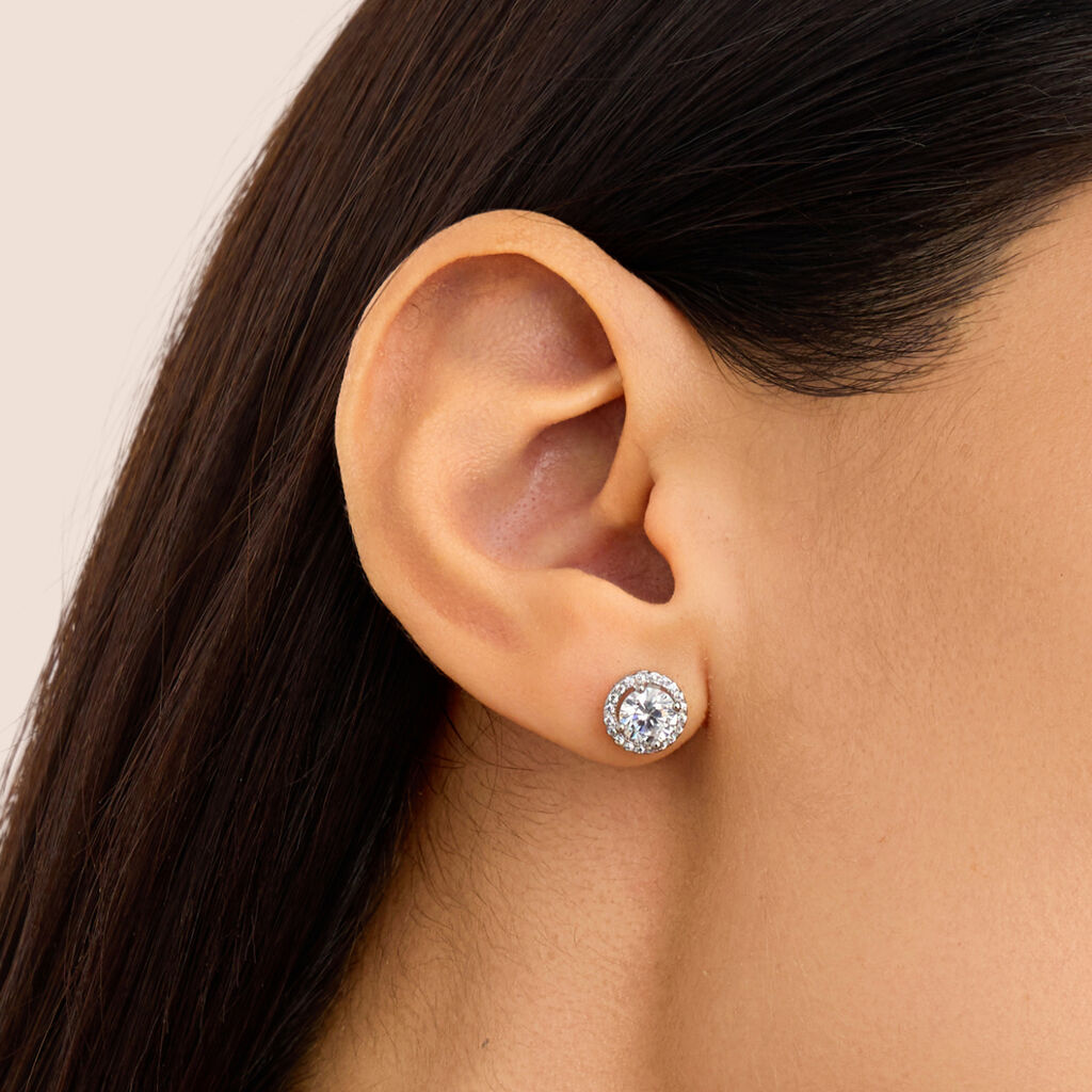 Orecchini a Lobo Stroili Silver Elegance Punti Luce Argento Cubic Zirconia e Pavè