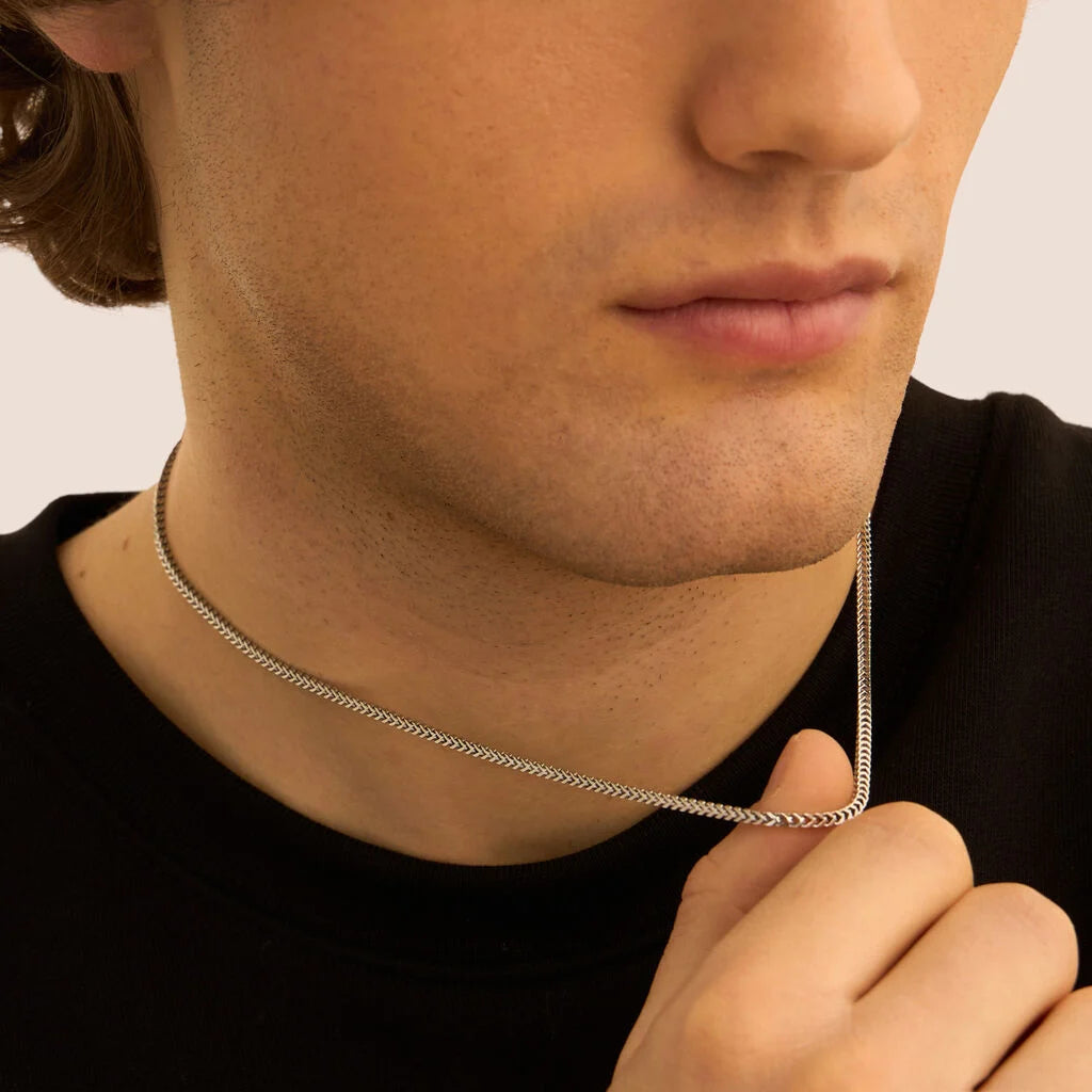 Collana Uomo Stroili Gentleman Argento Catena A Maglia Spiga Squadrata