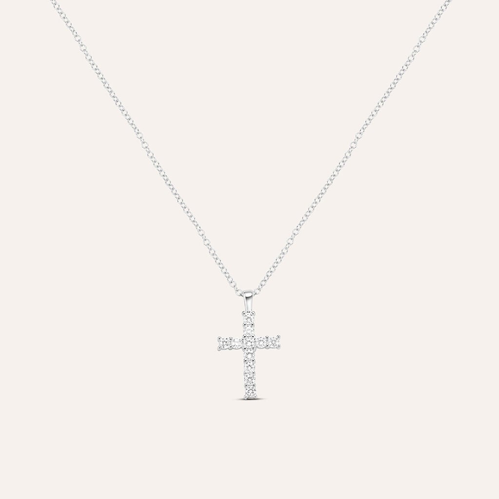 Collana Stroili Silver Elegance Argento Pendente Croce Cubic Zirconia