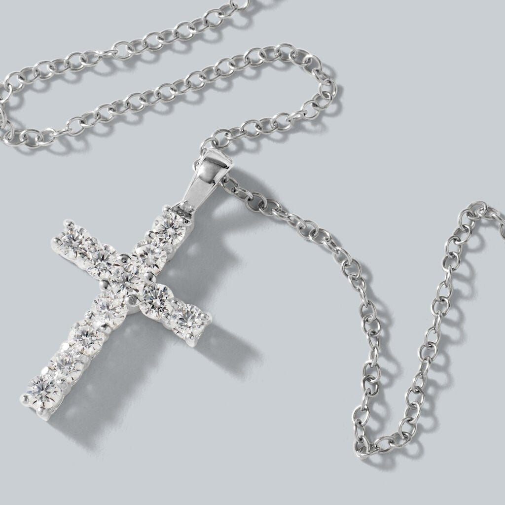 Collana Stroili Silver Elegance Argento Pendente Croce Cubic Zirconia