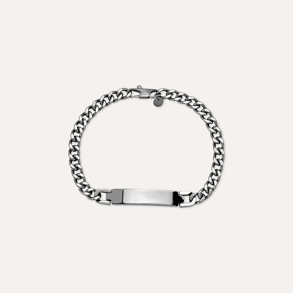 Bracciale Uomo Stroili Code Man Acciaio Maglia Grumetta Con Piastrina Centrale