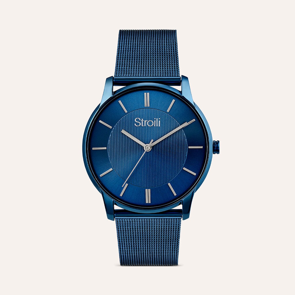 Orologio Stroili Nizza 42 Mm.pvd Blu Braccialato Maglia Milanese Quadrante Blu