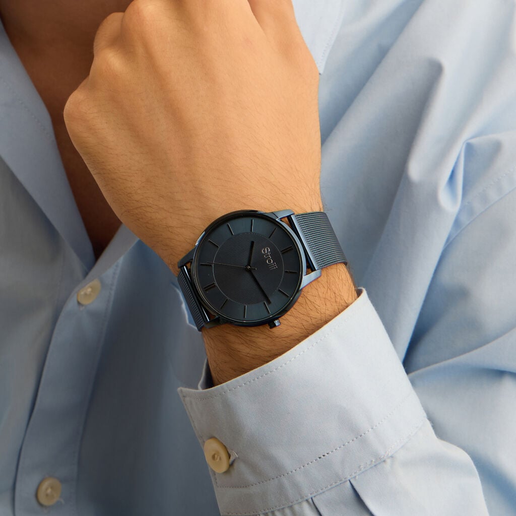 Orologio Stroili Nizza 42 Mm.pvd Blu Braccialato Maglia Milanese Quadrante Blu