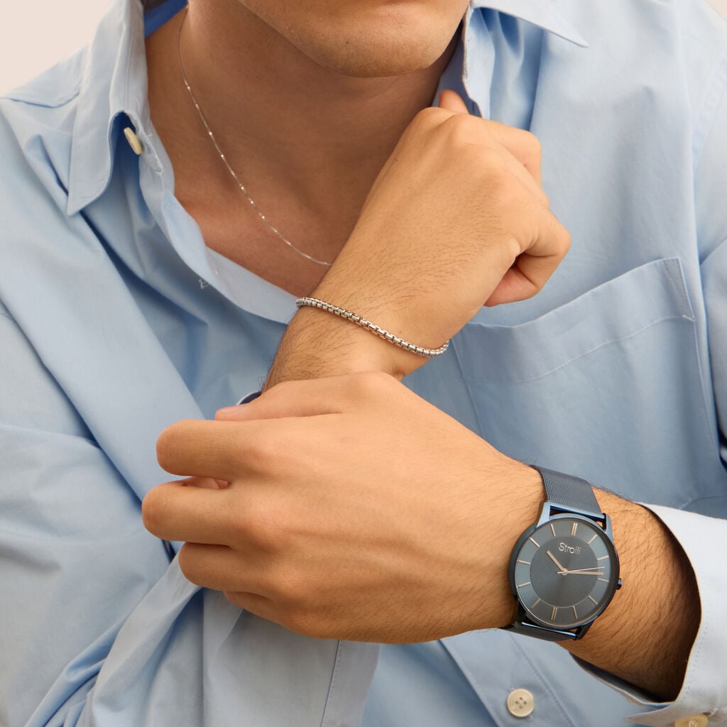 Orologio Stroili Nizza 42 Mm.pvd Blu Braccialato Maglia Milanese Quadrante Blu