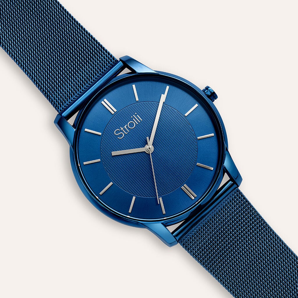 Orologio Stroili Nizza 42 Mm.pvd Blu Braccialato Maglia Milanese Quadrante Blu