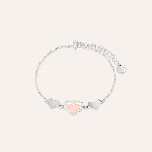 Bracciale Stroili Silver Collection Argento Cuori Pvd Oro Rosa