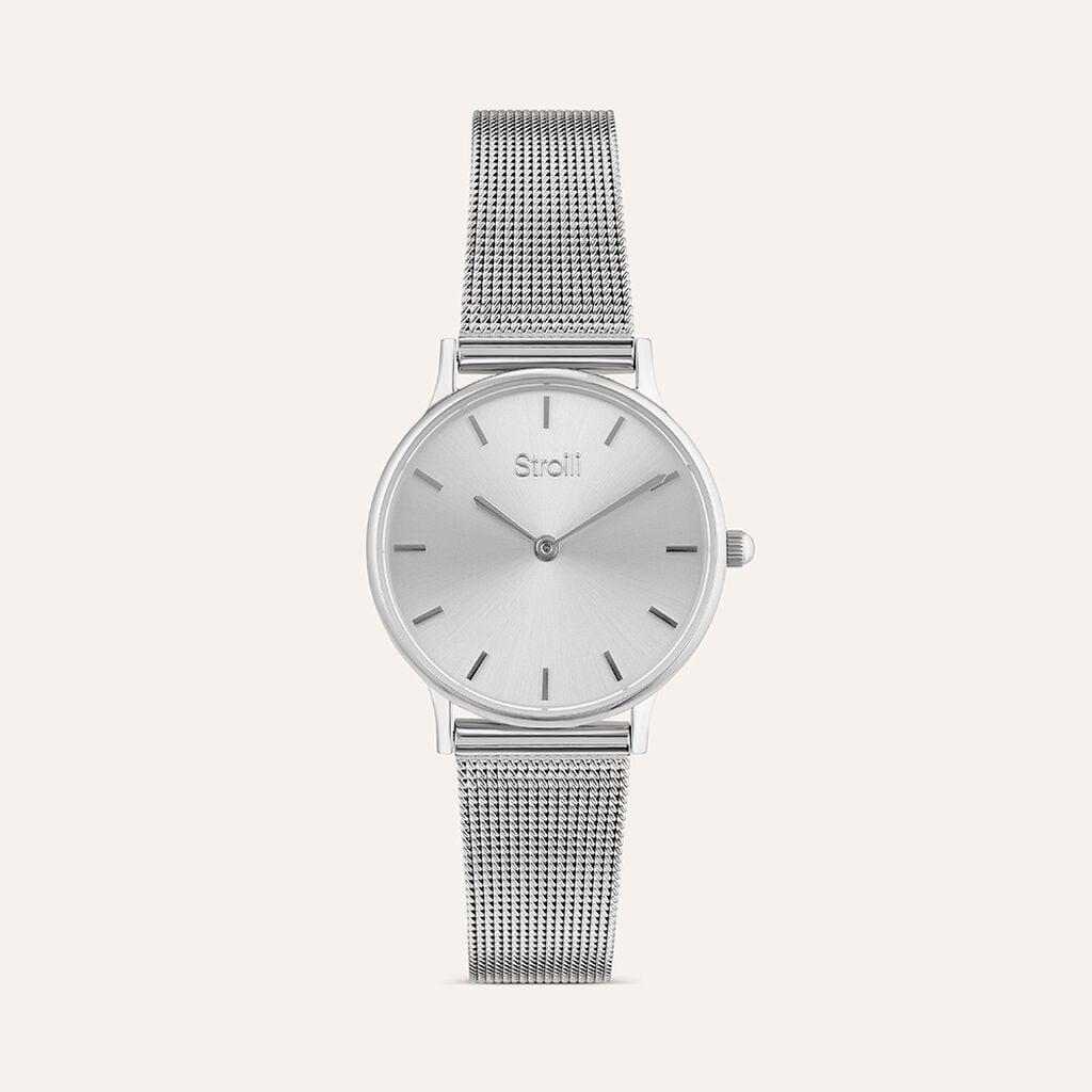 Orologio Stroili Little Ibiza Lady 28 Mm Braccialato Maglia Milanese Quadrante Silver
