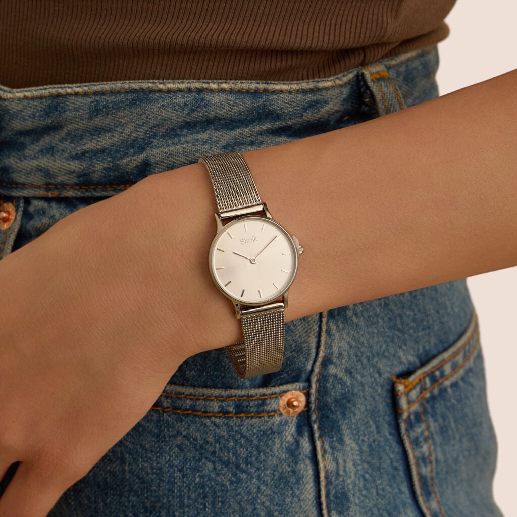 Orologio Stroili Little Ibiza Lady 28 Mm Braccialato Maglia Milanese Quadrante Silver