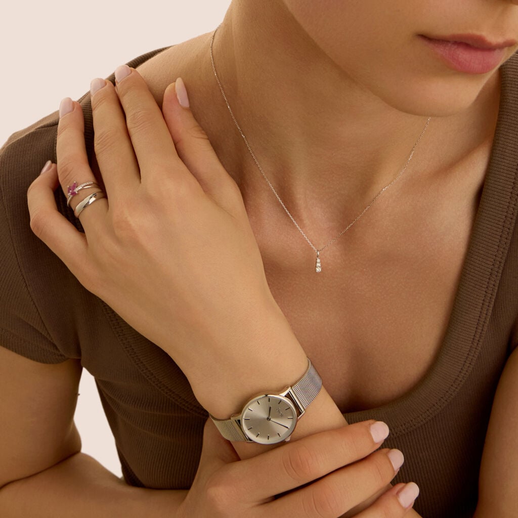 Orologio Stroili Little Ibiza Lady 28 Mm Braccialato Maglia Milanese Quadrante Silver