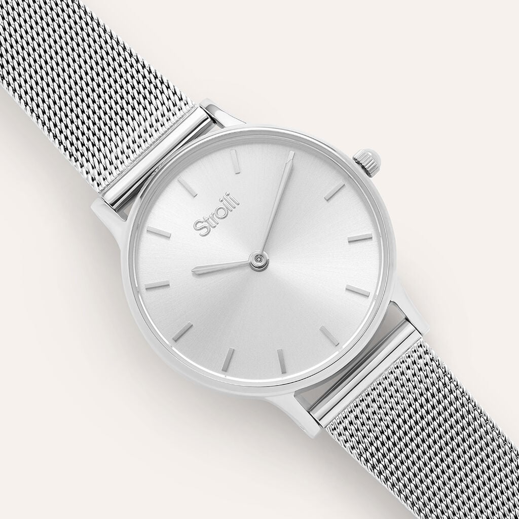 Orologio Stroili Little Ibiza Lady 28 Mm Braccialato Maglia Milanese Quadrante Silver