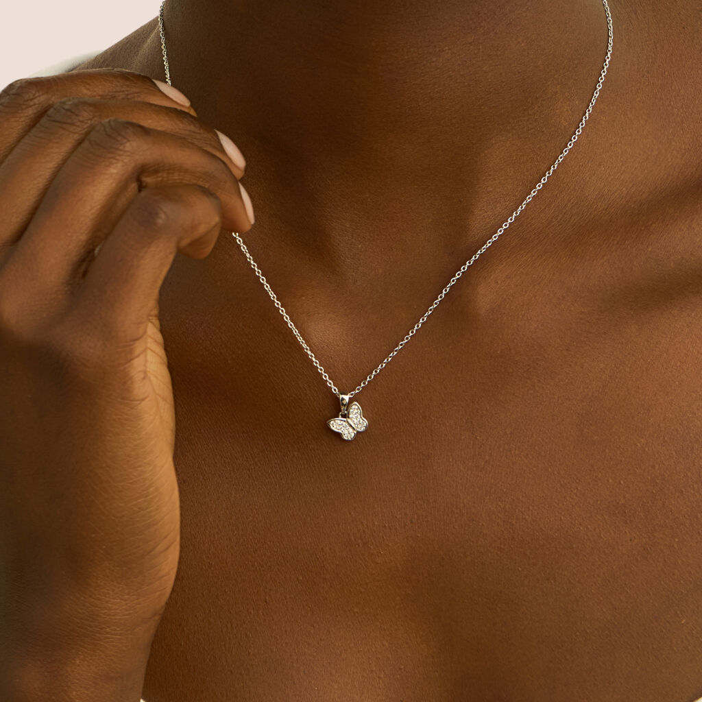 Collana Stroili Silver Moments Argento Pendente Farfalla Cubic Zirconia