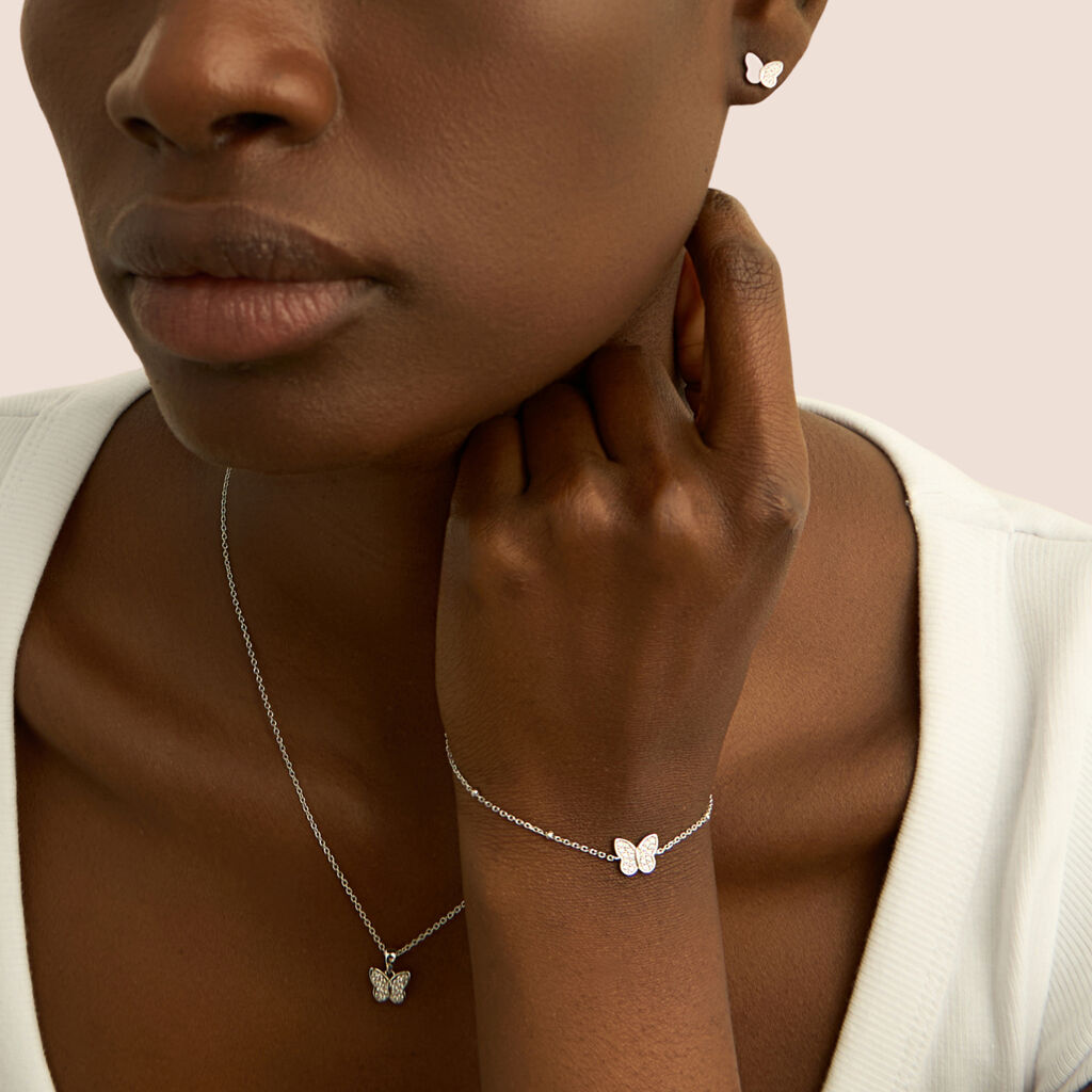 Collana Stroili Silver Moments Argento Pendente Farfalla Cubic Zirconia