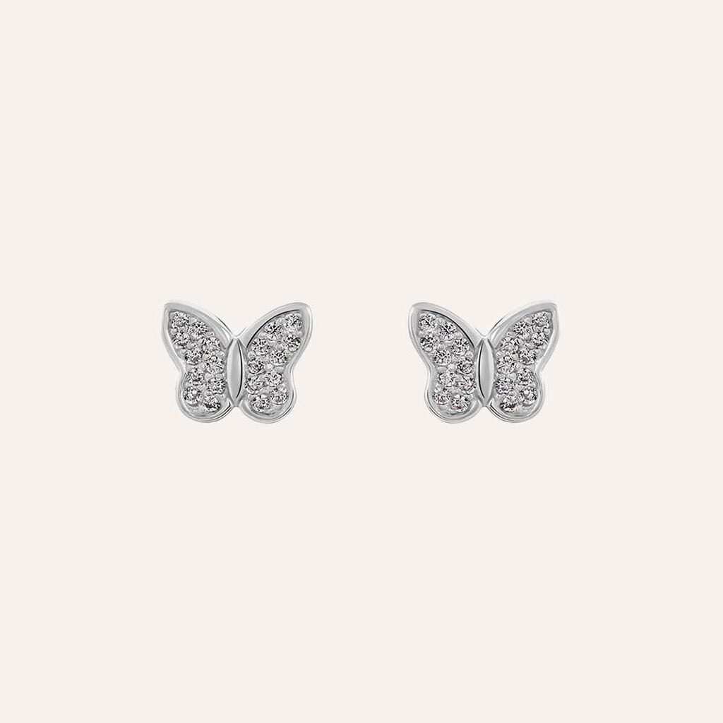 Orecchini a Lobo Stroili Silver Moments Argento Farfalla Pavè Cubic Zirconia