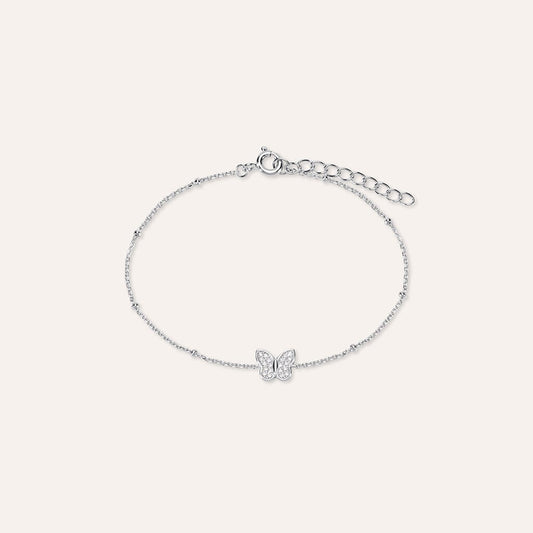 Bracciale Stroili Silver Moments Argento Sferette Centrale Farfalla Pavè Cubic Zirconia