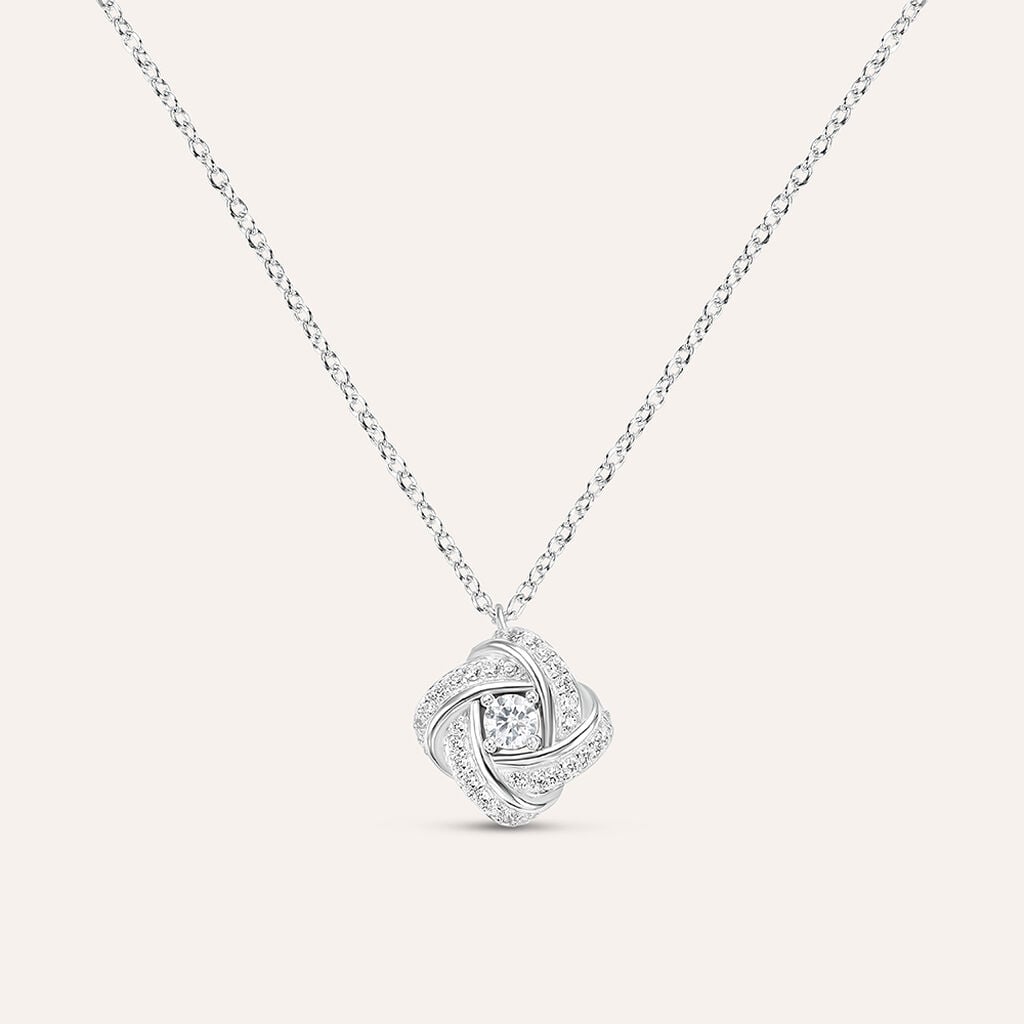 Collana Stroili Silver Elegance Quadrato Argento Maglia Rolò Cubic Zirconia Bianco