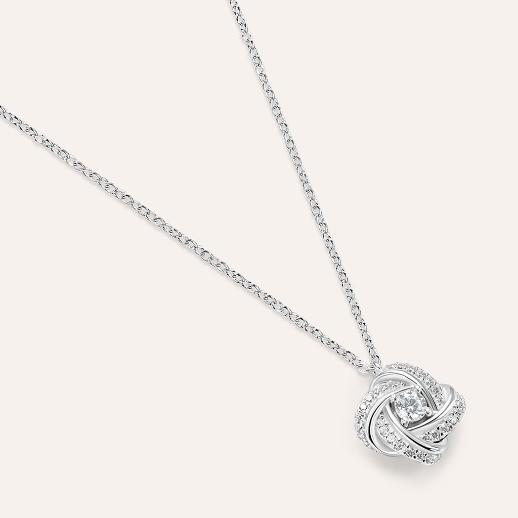 Collana Stroili Silver Elegance Quadrato Argento Maglia Rolò Cubic Zirconia Bianco