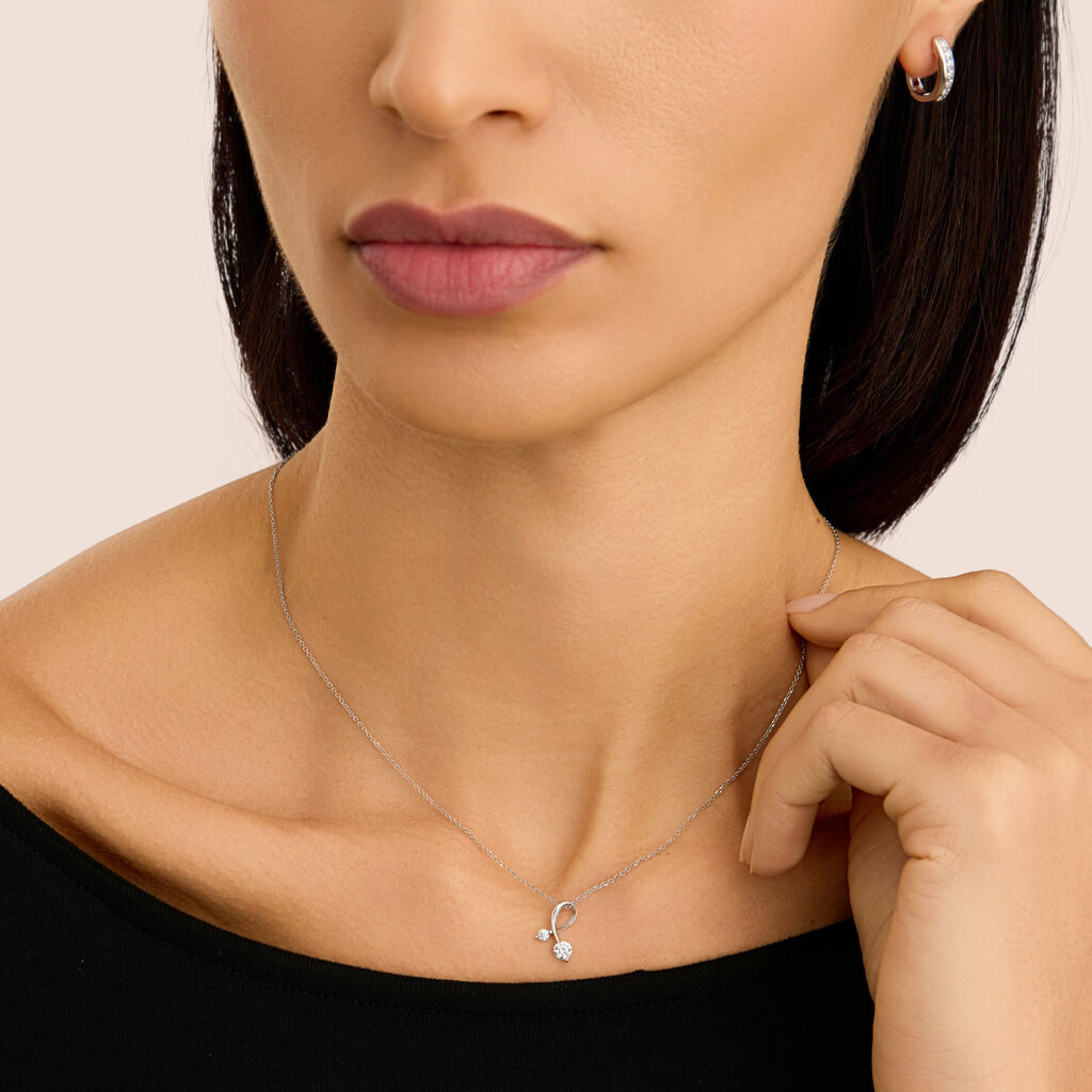 Collana Stroili Silver Elegance Argento Pendente con Intreccio e Cubic Zirconia