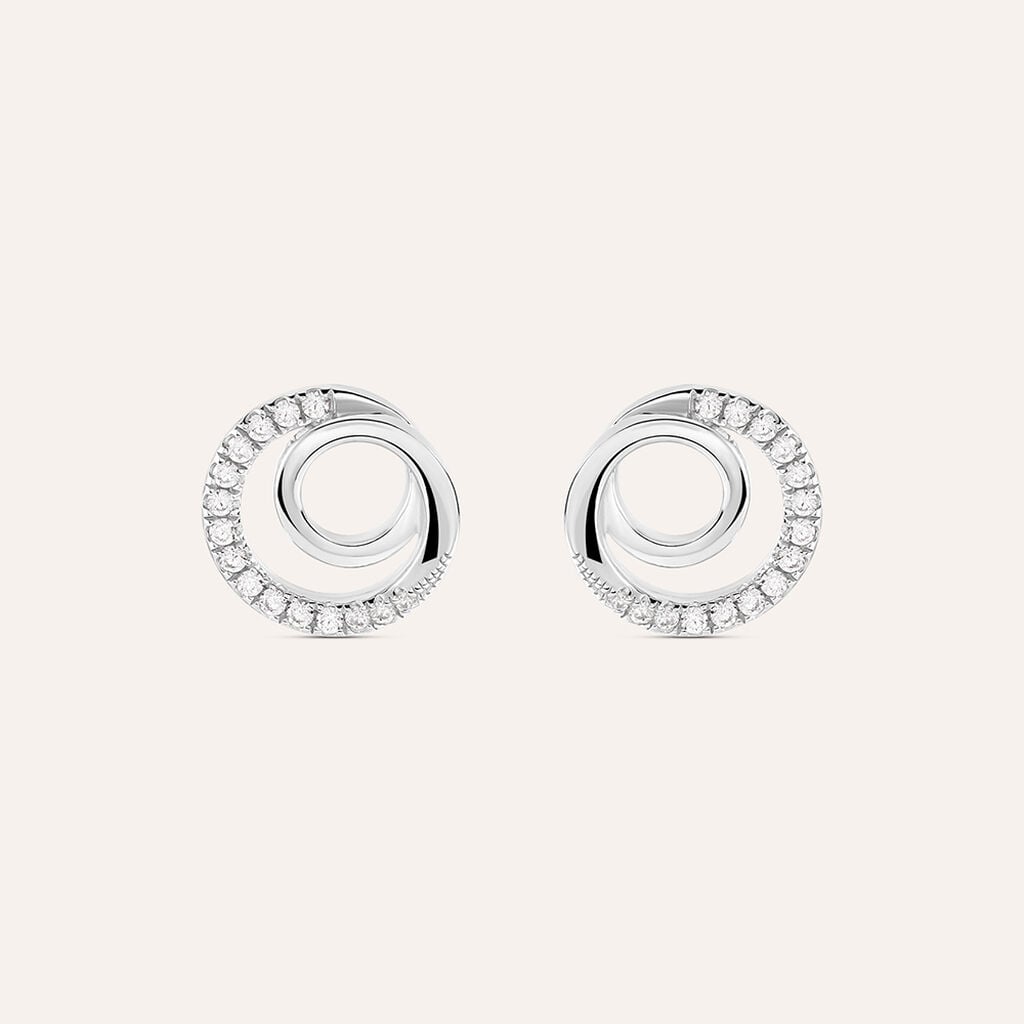Orecchini Lobo Stroili Silver Shine Argento Doppio Cerchio Cubic Zirconia