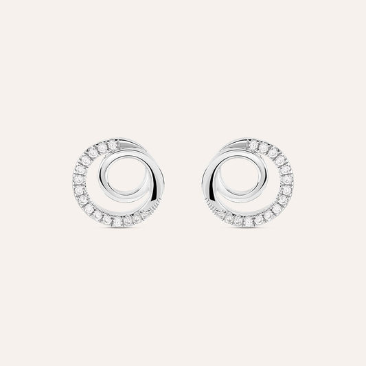 Orecchini Lobo Stroili Silver Shine Argento Doppio Cerchio Cubic Zirconia
