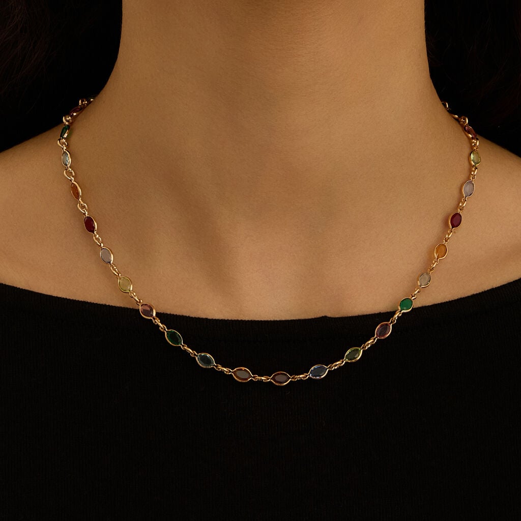 Collana Stroili Golden Dream Metallo Pvd Oro Cubic Zirconia Multicolore