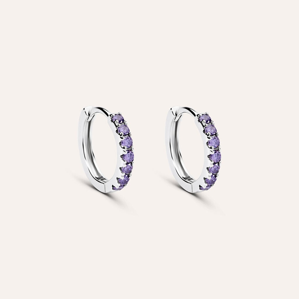 Orecchini a Cerchio Stroili Silver Rainbow Argento Cubic Zirconia Lilla