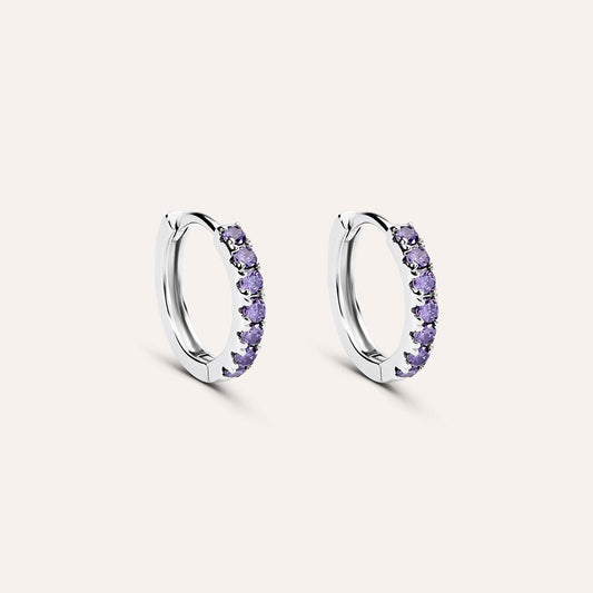 Orecchini a Cerchio Stroili Silver Rainbow Argento Cubic Zirconia Lilla