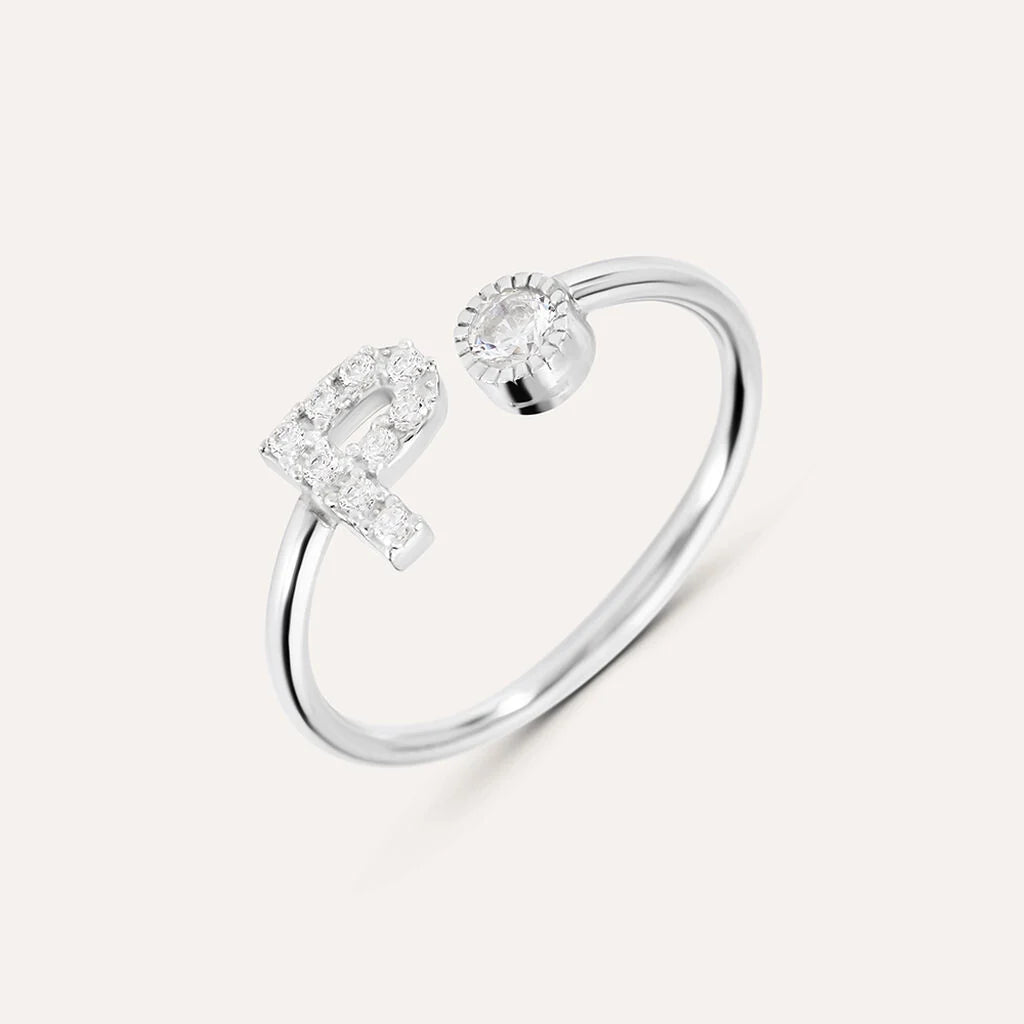 Anello Regolabile Stroili Silver Moments Argento Con Lettera P E Zirconi