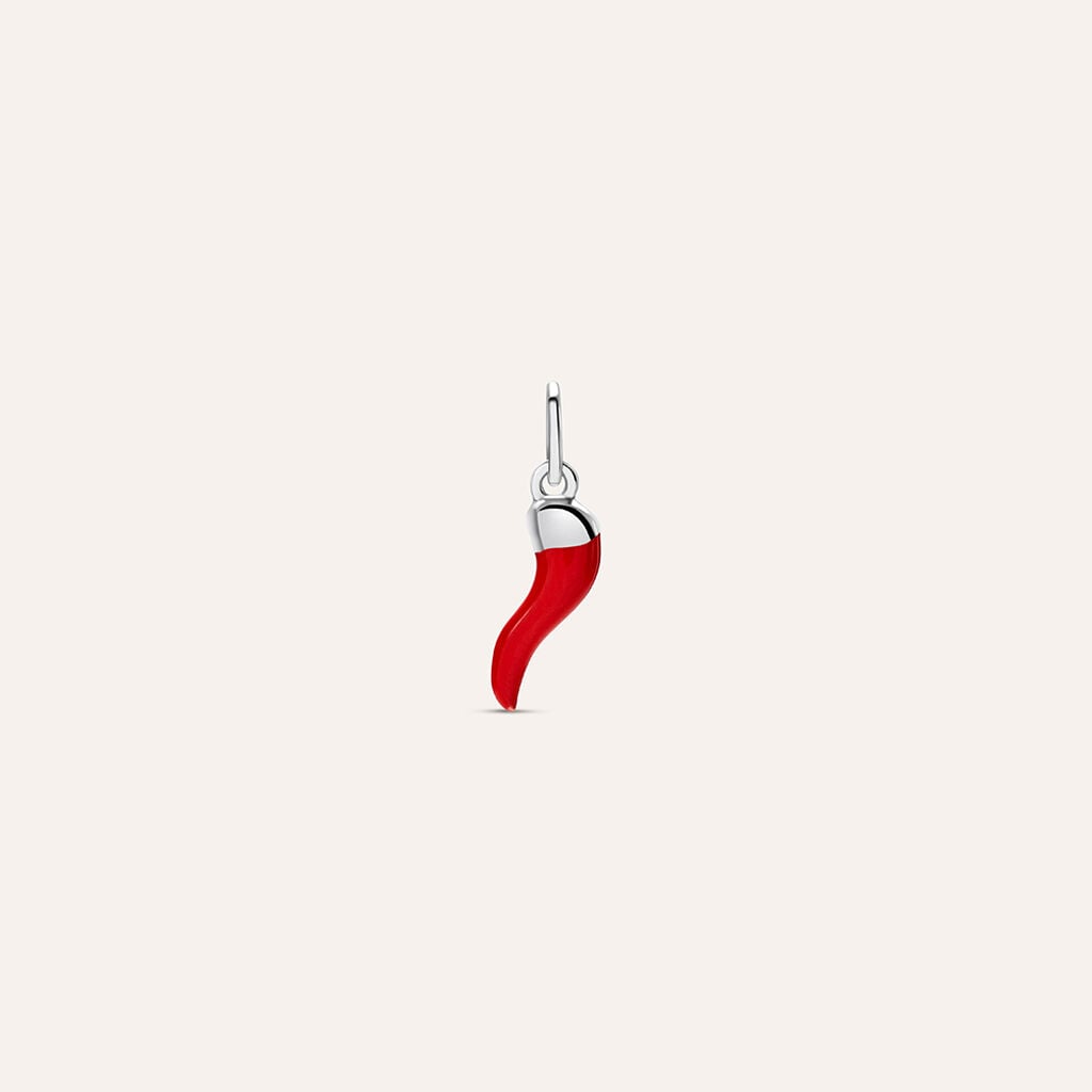 Pendente Stroili Love Beats Argento Cornetto Smalto Rosso