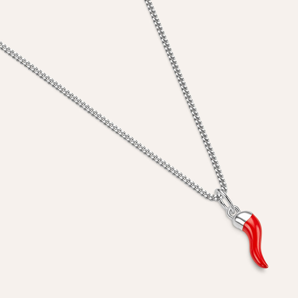 Pendente Stroili Love Beats Argento Cornetto Smalto Rosso