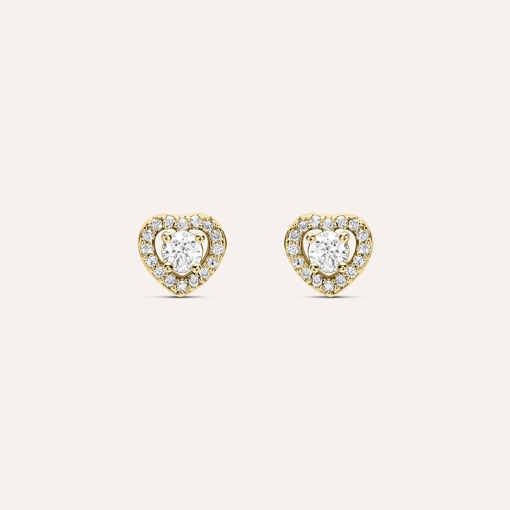 Orecchini a Lobo Stroili Golden Dream Cuore Pvd Oro Cubic Zirconia Contornato