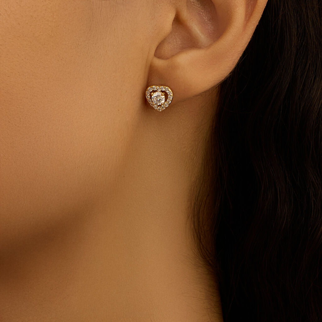 Orecchini a Lobo Stroili Golden Dream Cuore Pvd Oro Cubic Zirconia Contornato