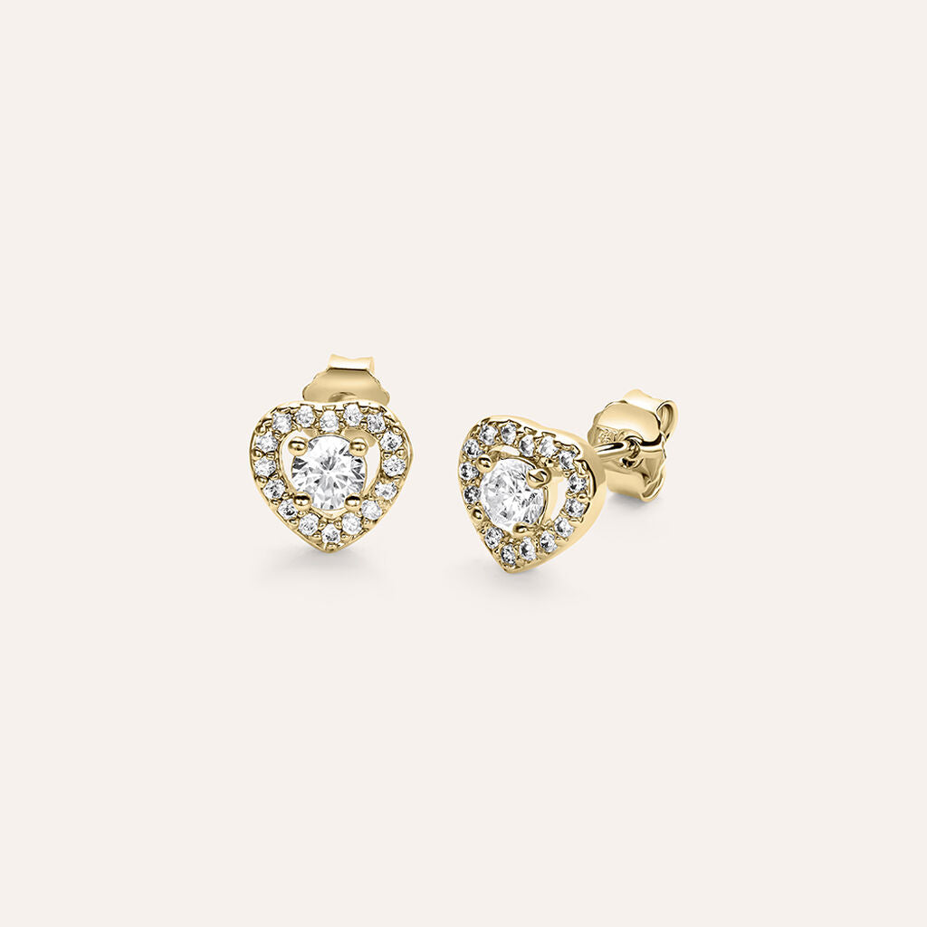 Orecchini a Lobo Stroili Golden Dream Cuore Pvd Oro Cubic Zirconia Contornato