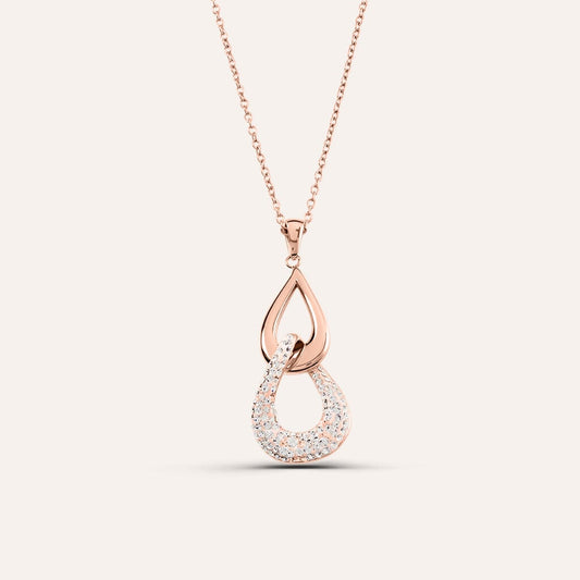 Collana con Pendente Stroili Lady Phantasya Pvd Oro Rosa Doppia Goccia Traforata Cristalli