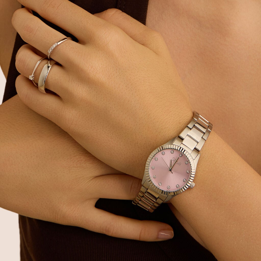 Orologio Stroili Positano Lady 30 Mm Acciaio Braccialato Quadrante Rosa