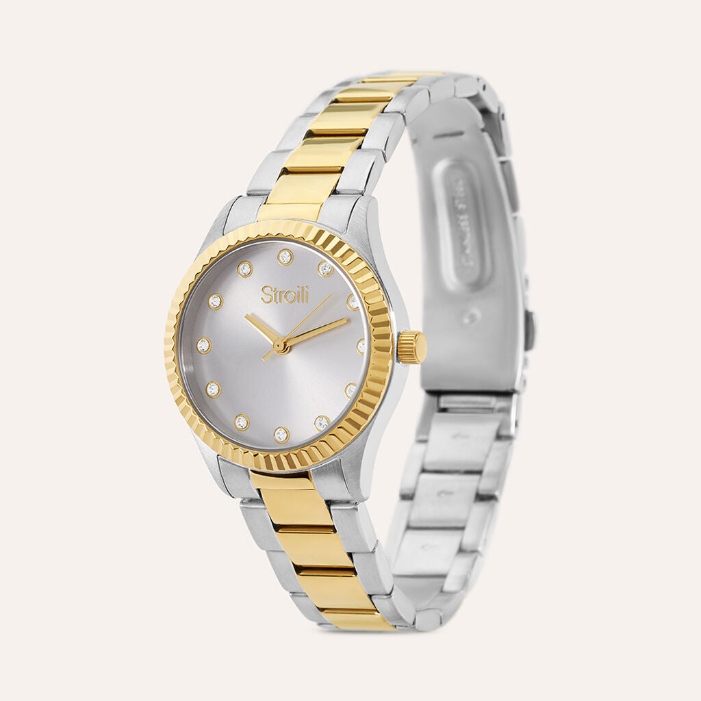 Orologio Stroili Positano Lady 30 Mm Acciaio Braccialato Acciaio/Pvd Oro Quadrante Silver