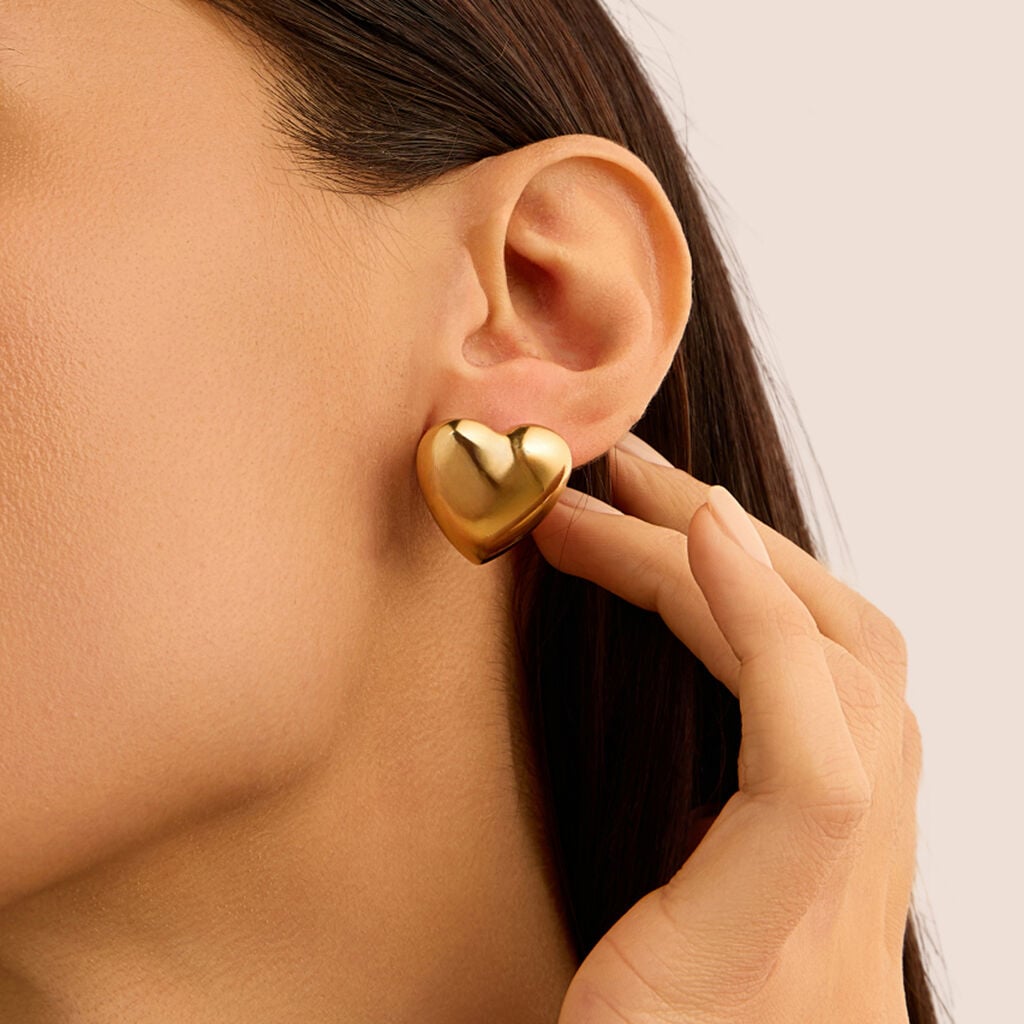 Orecchini Lobo Stroili Code Pvd Oro Cuore Bombato