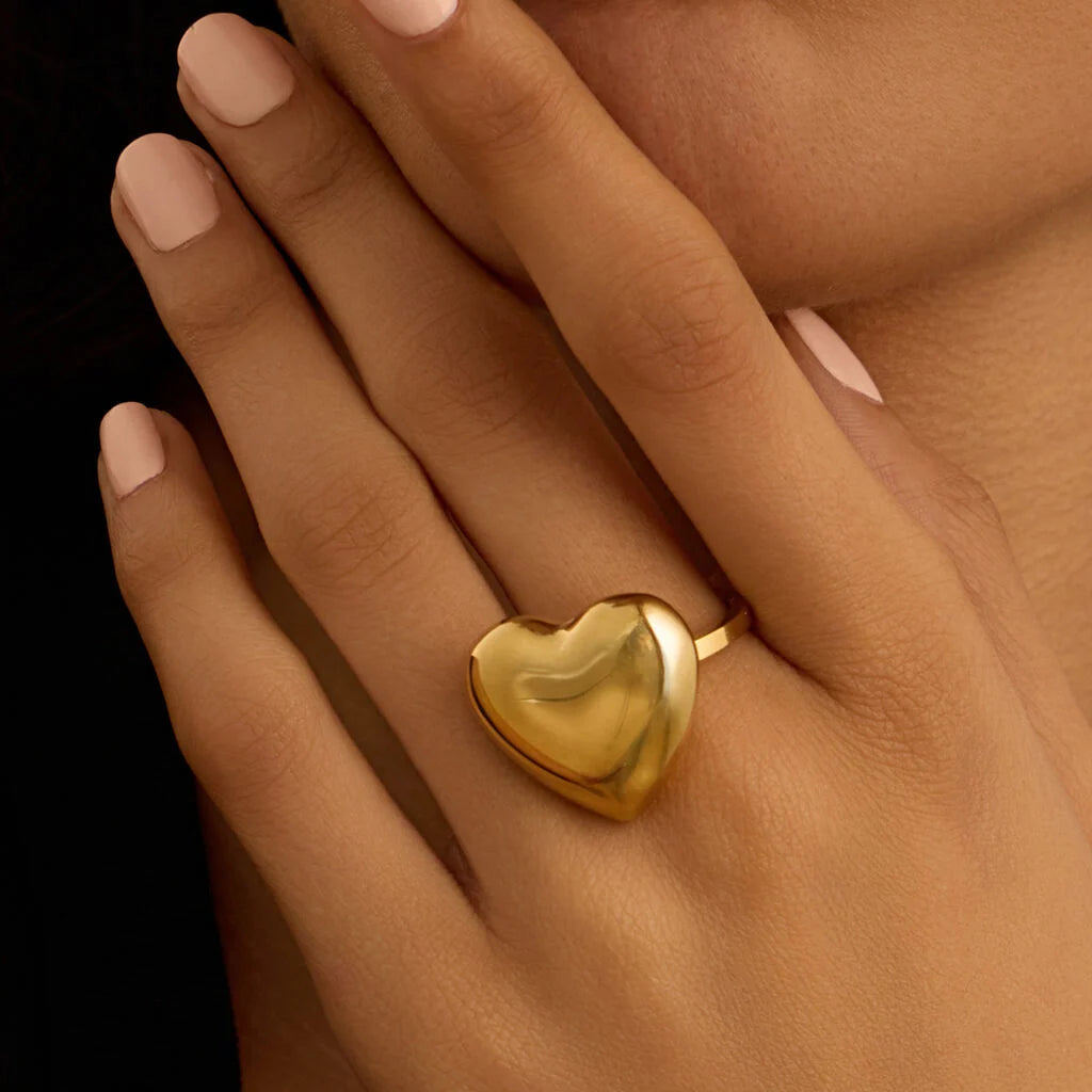 Anello Stroili Code Pvd Oro Con Cuore Bombato - Misura 14