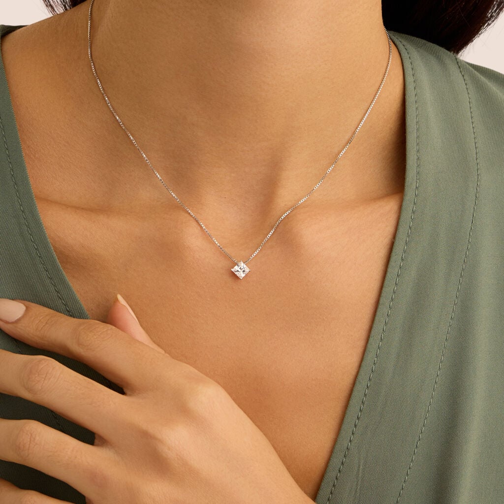 Collana Stroili Silver Elegance Argento Pendente Punto Luce Cubic Zirconia