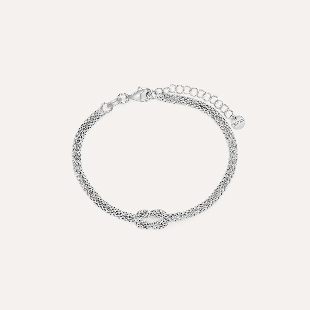 Bracciale a 2 Fili Stroili Silver Collection Argento Maglia Coreana Con Nodo Centrale