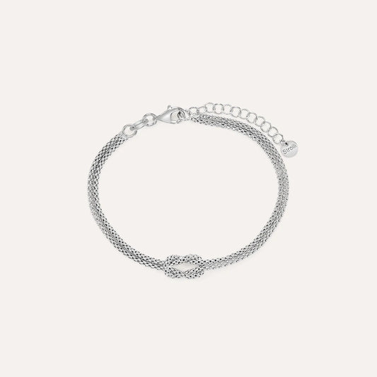 Bracciale a 2 Fili Stroili Silver Collection Argento Maglia Coreana Con Nodo Centrale