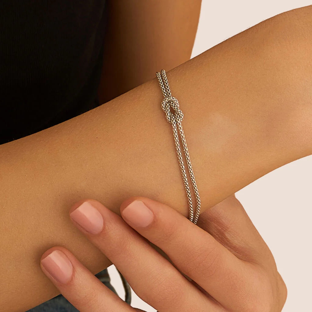 Bracciale a 2 Fili Stroili Silver Collection Argento Maglia Coreana Con Nodo Centrale